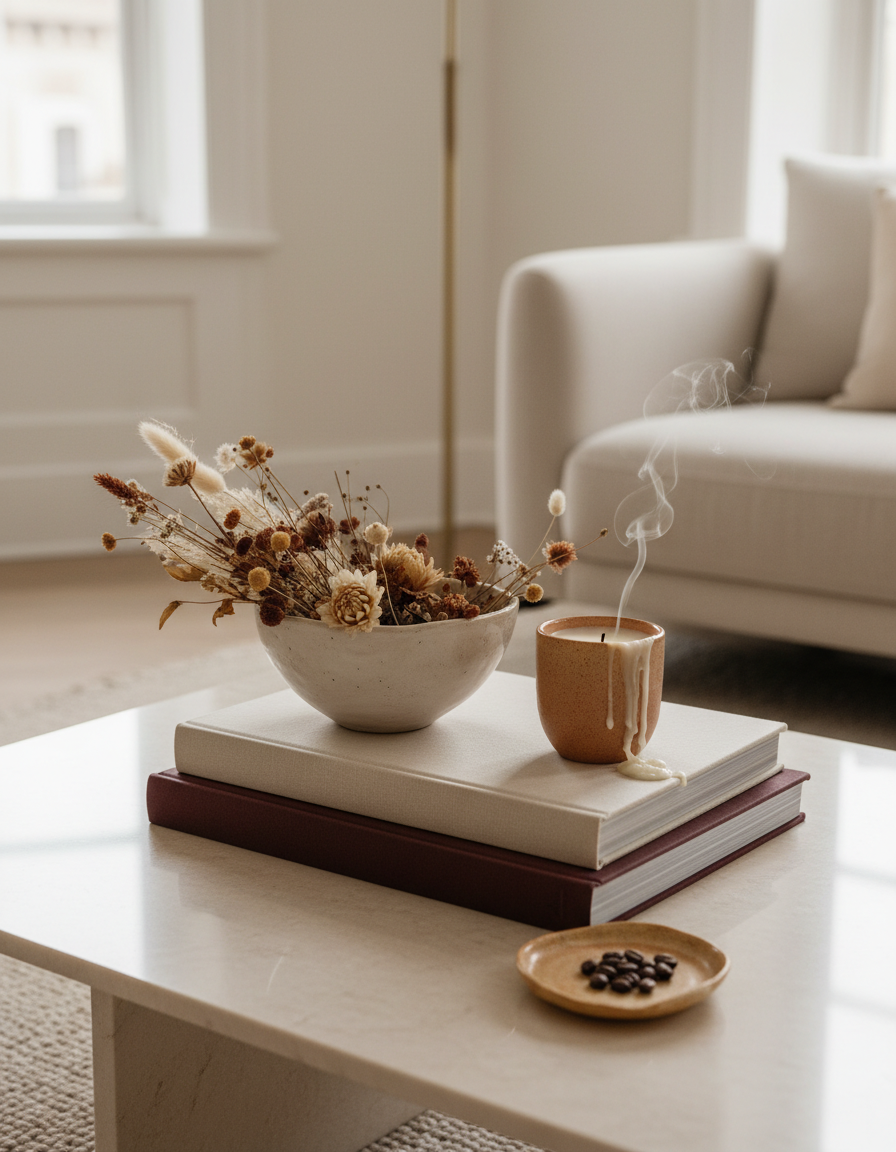 Coffee table styling for Drift & Co.